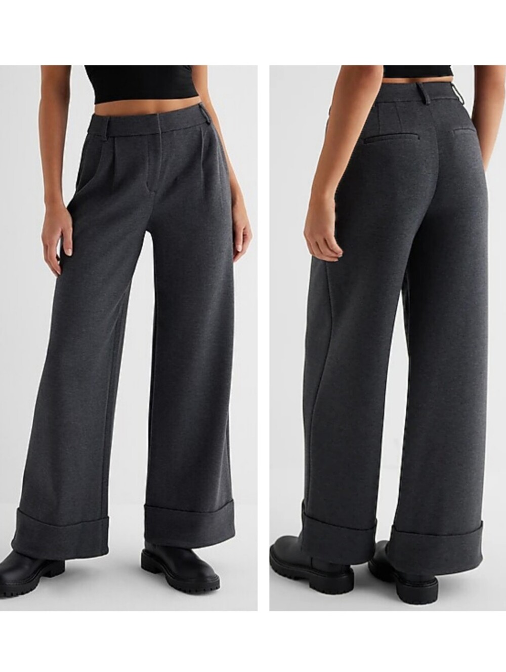 Express Stylist High Waisted Luxe Lounge Cuffed Wide Leg Pant Size 12